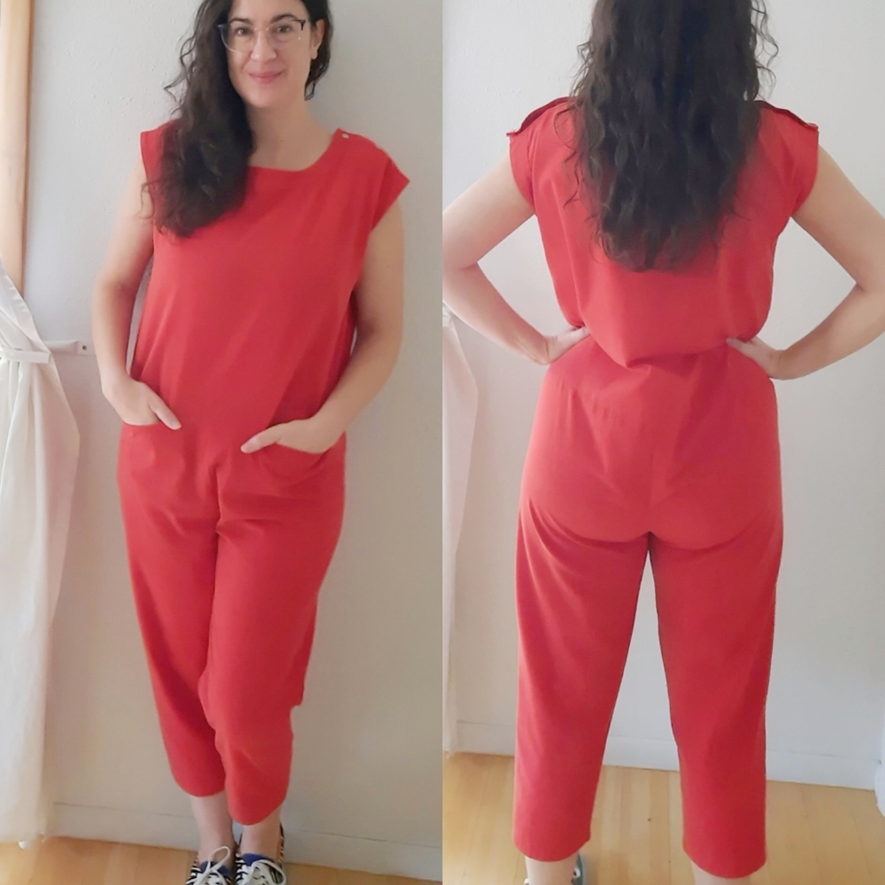 Vintage Red Sleeveless Jumpsuit Romper